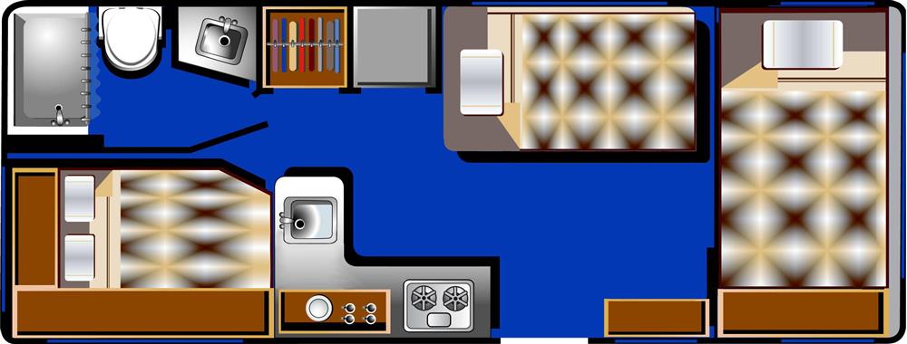 21-23' Camper (Road Bear RV Amerika) - floor plan night