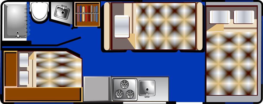 22-24' Camper (Road Bear RV Amerika) - floor plan night