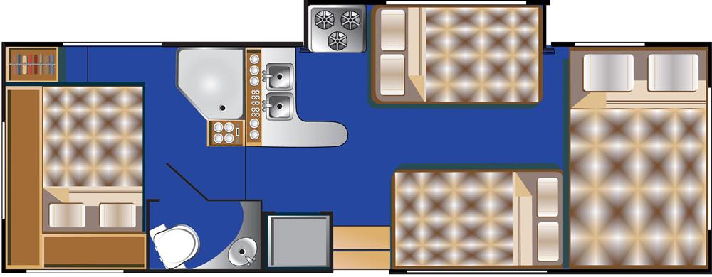 28-30' Camper met Slide-out (Road Bear RV Amerika) - floor plan night