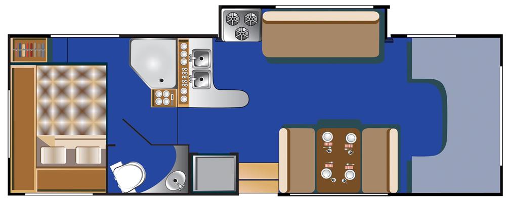 28-30' Camper met Slide-out (Road Bear RV Amerika) - floor plan day