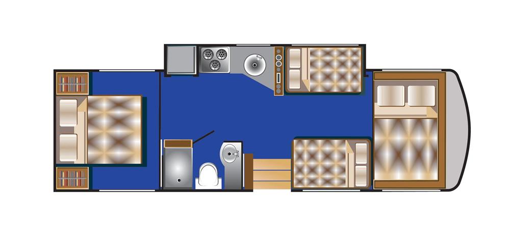 30-32' Camper met Slide Out (Road Bear RV Amerika) - floor plan night