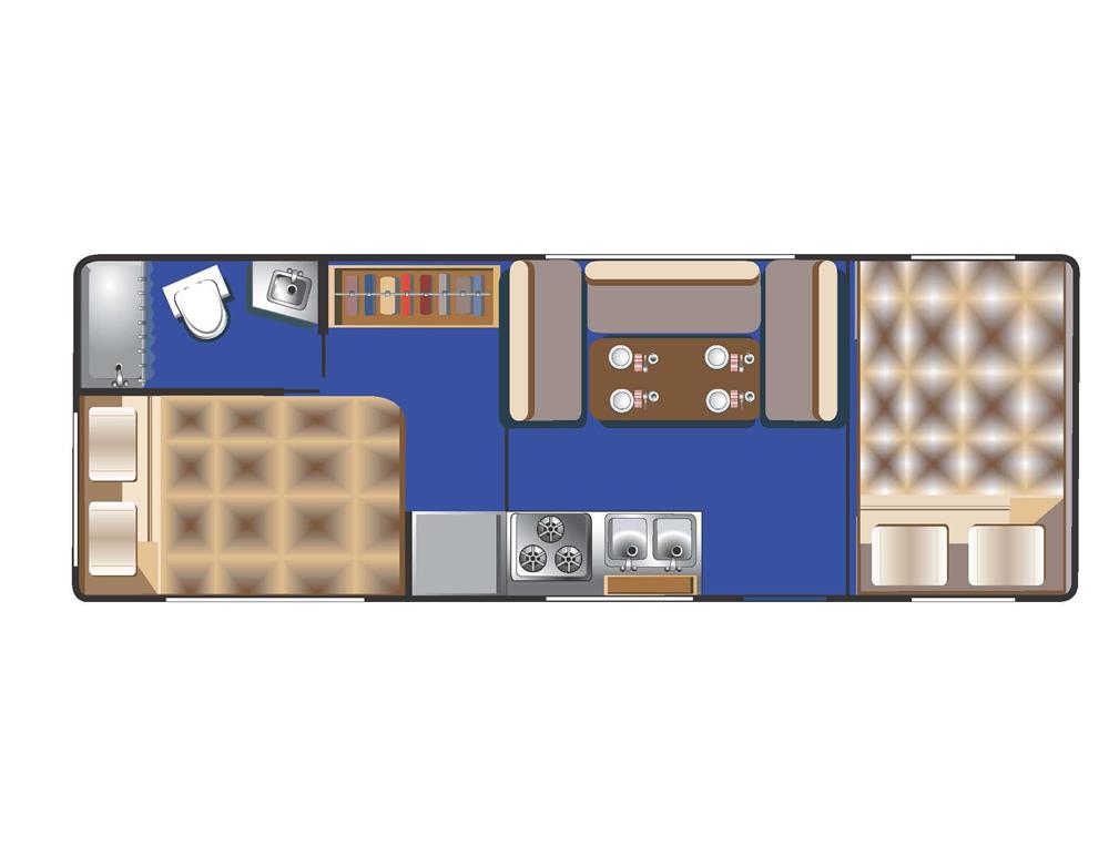 4-Berth Camper 23-28FT (Britz Amerika) - floor plan night