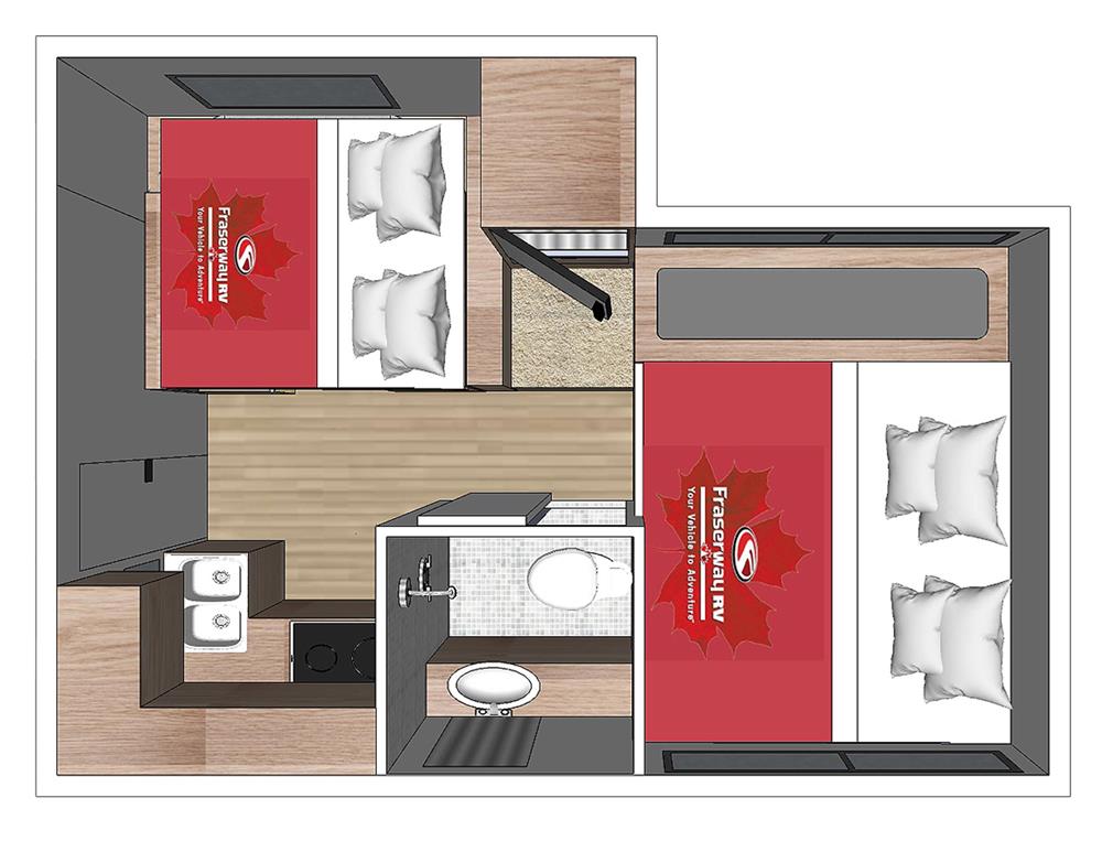 Truck Camper (met dinette) Slide Out (Fraserway Canada) - floor plan night