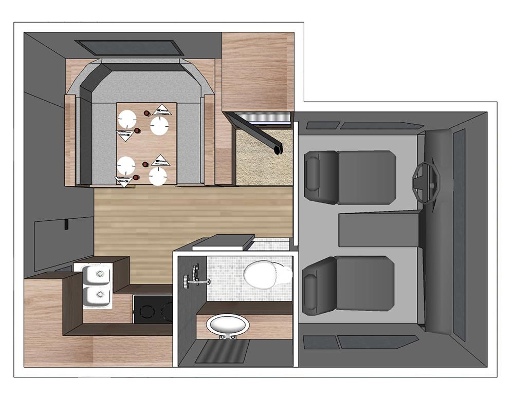 Truck Camper (met dinette) Slide Out (Fraserway Canada) - floor plan day