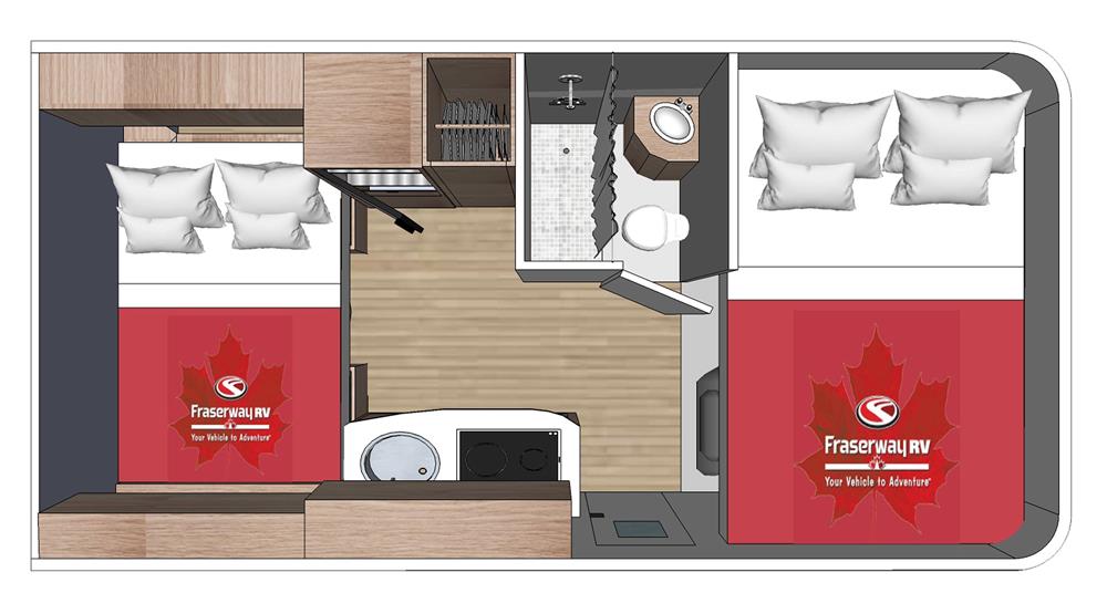 C-Small Camper (Fraserway Canada) - floor plan night