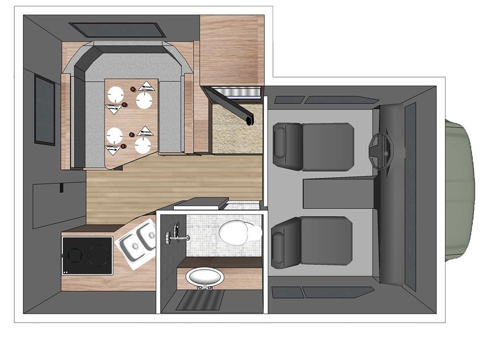 Truck Camper (met stapelbed) Slide Out (Fraserway Canada) - floor plan day