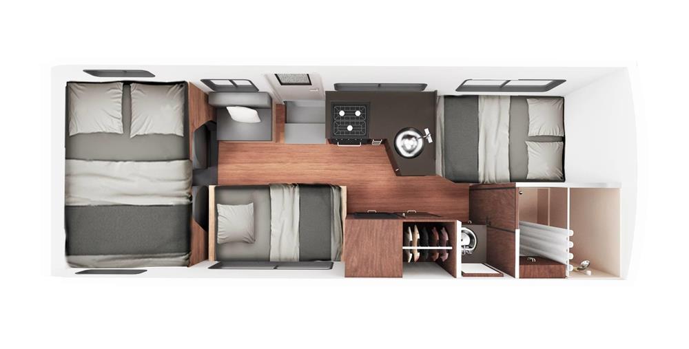 C-25 Camper (Cruise America Amerika) - floor plan night