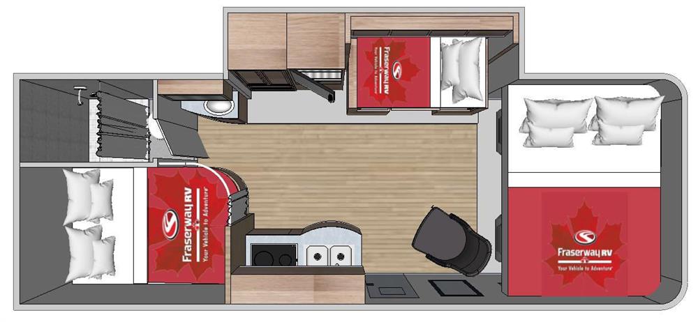 C-Large Camper met Slide Out (Fraserway Canada) - floor plan night