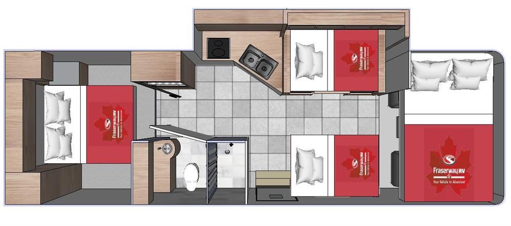 C-XLarge Camper met Slide Out (Fraserway Canada) - floor plan night