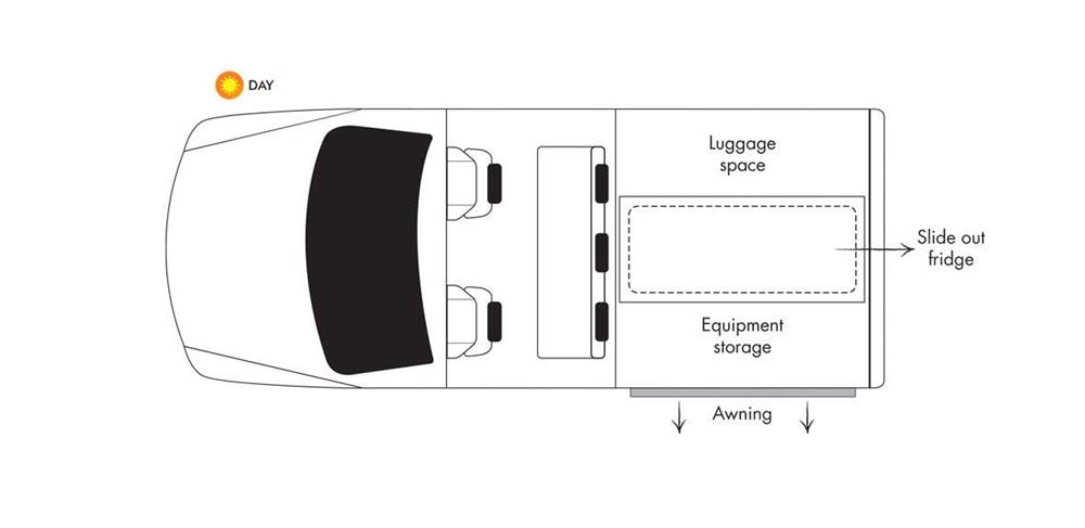 4-WD Safari Landcruiser (Britz Australië) - floor plan day