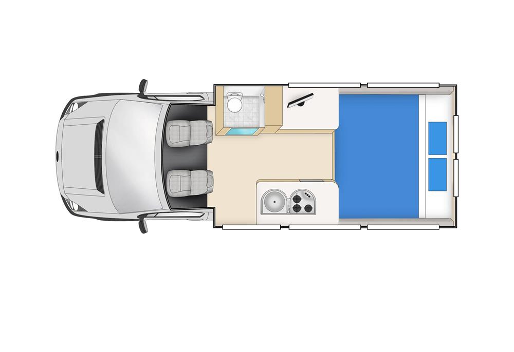 Cheapa 2 Berth (Cheapa Campa Nieuw-Zeeland) - floor plan night