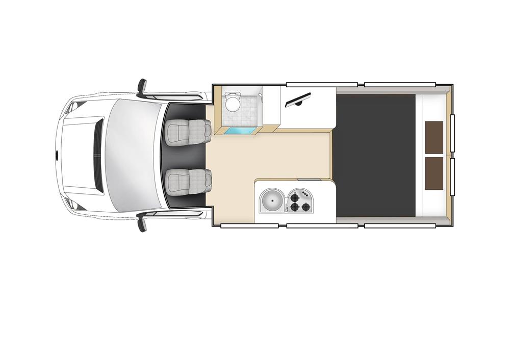 Aquila 2 Berth (StarRV Nieuw-Zeeland) - floor plan night